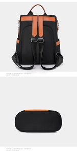 Detail view of anti-theft back pocket and adjustable straps on the casual contrast backpack