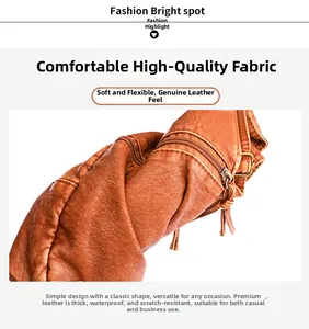 Close-up of brown faux leather texture with water-resistant litchi grain and gold zipper