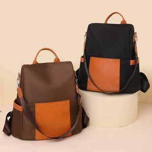 Contrast color women's casual backpack with large capacity and versatile shoulder straps