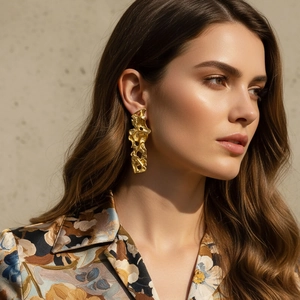 Irregular Lava Texture Drop Earrings Alloy Hollow Out Liquid Metal Style Jewelry For Women With Stainless Steel Earring Post