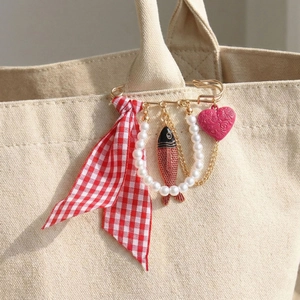 Broche Épingle À Nourrice Alliage Faux Künstliche Perle Ruban Tissu Poisson Tropical Cœur Charmes Vintage Déclaration Femmes Accessoires