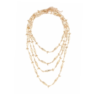 Collier multi-rangs doré avec pendentifs poissons tropicaux et chaînes en cascade
