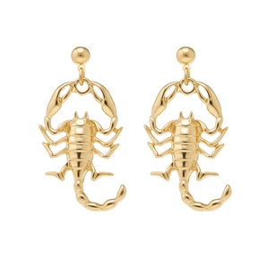 Vintage gold scorpion drop earrings with detailed insect design for women