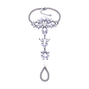 Exaggerated silver alloy slave bracelet with sparkling rhinestones for beach vacation
