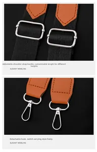 Detail of adjustable nylon strap with silver metal hooks for the contrast backpack