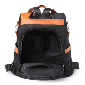 Contrast color casual backpack with large capacity and multi-pocket interior design