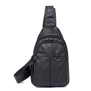 Vintage Gewaschen PU Leder Brusttasche Damen Multi Tasche Retro Falten Crossbody Gürteltasche
