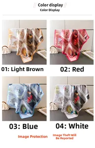 Collage of four retro silk square scarves featuring zebra and floral print patterns