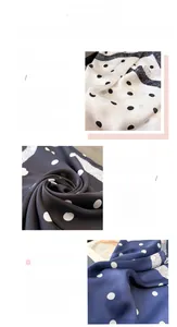 Vue détaillée de foulards en soie à pois avec des coutures de précision aux bords
