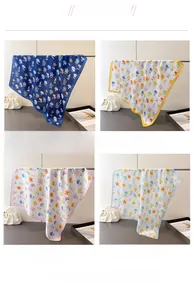 Detail view of vintage floral silk-feel scarves in navy, yellow, pink and light blue