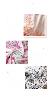 Macro detail of bird and floral prints on premium silky fabric with refined edges