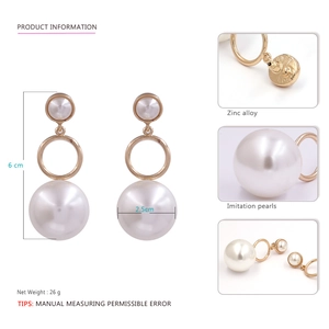 Boucles d'oreilles pendantes à perles minimalistes avec perles de 2,5 cm et alliage doré