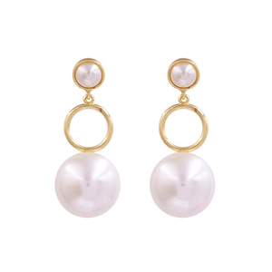 Boucles D'oreilles Pendantes Élégantes Grandes Künstliche Perles D'imitation Géométriques En Alliage De Zinc Doré Pour Femmes
