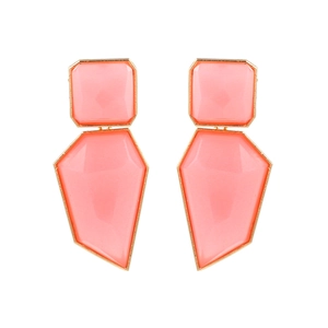 Geometric Resin Drop Earrings With Gold Zinc Alloy Frame And Stainless Steel Earring Post Retro Style For Women