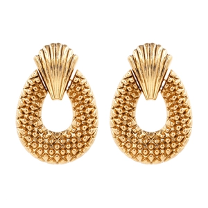 Vintage Shell Oval Geometric Drop Earrings Zinc Alloy Metal Textured Punk Style Women Fashion Jewelry Accessory