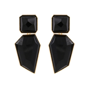 Minimalist geometric black resin earrings with elegant gold trim in a modern stud design