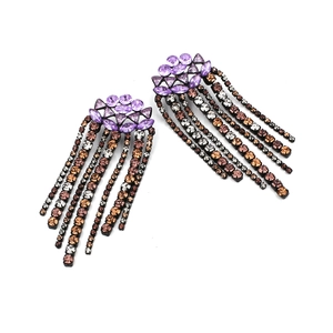 Bohemian crystal tassel drop earrings with vintage rhinestones and alloy fringe