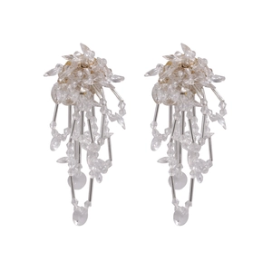 Orecchini A Nappina Con Perline Fatti A Mano Per Donna Cristallo Vetro Fiore Lunghi Moda Gioielli Retrò Accessorio