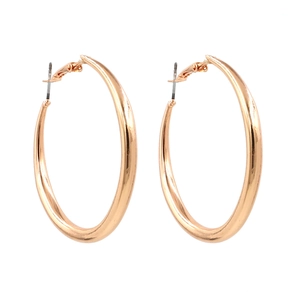 Grandes créoles minimalistes en or rose avec finition géométrique polie pour femme