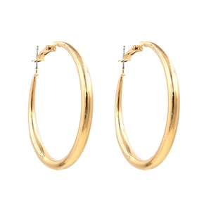 Boucles D'oreilles Créoles En Métal Simples Grandes Géométriques Rondes Ovales Polies Style Rétro Mode Femme