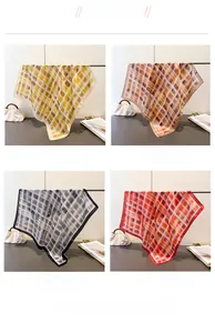 Detailed grid view of assorted vintage checkered silk scarves in four elegant color schemes