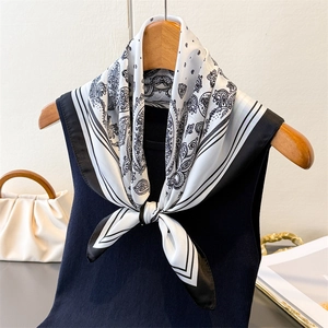 Paisley Print Square Scarf Faux Satin Satin Neck Head Wrap Versatile Elegant Fashion For Women