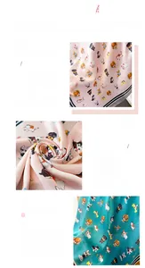 Détail du foulard en soie imprimé chien montrant la couture fine et la texture lisse