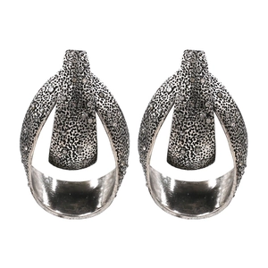 Vintage Waterdrop Alloy Earrings Antique Silver Hammered Texture With Rhinestone Hollow Geometric Design For Women