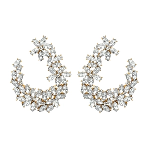Boucles D'oreilles Pour Femmes En Forme De C Fleur Cluster Alliage De Zinc Strass Cristal Coupe Marquise Élégant