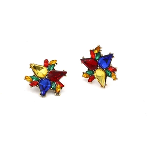 Boucles D Oreilles Étoile Fleur Alliage Zinc Strass Coloré Cristal Géométrique Bohème Bijoux Rétro Pour Femmes