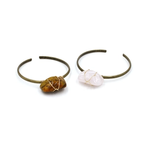 Bracciale Aperto In Pietra Naturale Barocca Retrò Gioielli Con Pietre Preziose Avvolte In Filo Fatti A Mano Boho