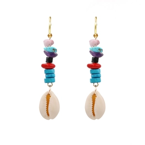 Bohemian Dangle Drop Earrings Multicolored Natural Stone Beads Handmade Shell Ethnic Summer Beach Jewelry For Women