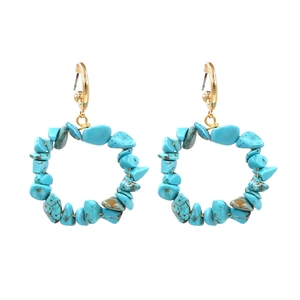 Boucles D Oreilles Créoles Ethniques Bohémiennes Avec Éclats De Turquoise Rouge Alliage Épais Déclaration Pour Femmes