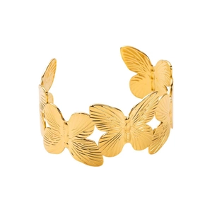 18K gold plated butterfly cuff bracelet with detailed texture and adjustable open design