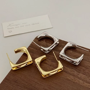 Geometric Square Irregular Earrings Copper Jewelry With 925 Sterling Silver Earring Post Minimalist Trendy For Women