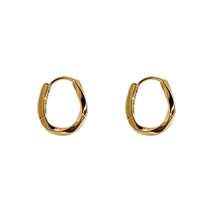 Fashionable gold twisted geometric hoop earrings with polished metallic finish for women