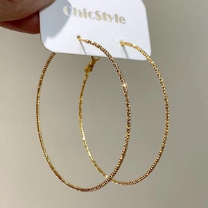 Textured Big Hoop Earrings Copper Large Round Geometric Minimalist Trendy Commuter Fashion Jewelry For Women Shiny
