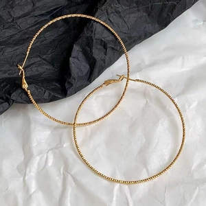 S925 large gold hoop earrings for women with a sparkling textured surface and click-top closure