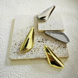 Geometric Teardrop Stud Earrings Copper Plated 18K Gold High Polish Mirror Finish Minimalist Fashion Jewelry For Women