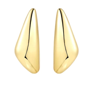 Polished 18K gold plated copper teardrop earrings in minimalist geometric fashion style
