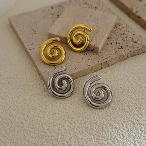 Spiral Geometric Earrings Copper 18K Gold Plated Minimalist Vortex Style Fashion Jewelry For Women Elegant Accessory