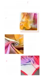 Detailansicht der glatten Kunstseidentextur und der feinen Saumkanten des Seidentuchs
