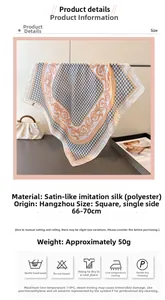 Close-up of houndstooth and baroque silk scarf with 66-70cm dimensions and 50g weight