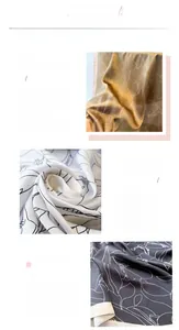 Detail view of fine silk-like prints and delicate stitching on premium square scarves
