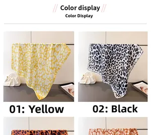 Color display of leopard print silk scarves in yellow and black patterns