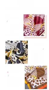 Close-up of polka dot chain print silk scarf showing fabric texture and fine stitching