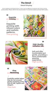 Macro dell'impronta floreale stile pittura a olio su seta sintetica con bordi cuciti