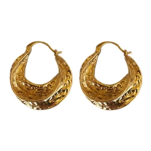 Boucles d'oreilles vintage françaises plaquées or 18 carats avec texture martelée