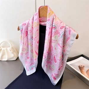 Paisley Print Square Scarf Satin Like Satin Fashion Neck Head Wrap For Women Elegant Chic Hair Bandana