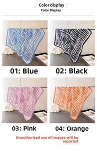 Macro detail of geometric lattice silk scarves in blue black pink and orange colors